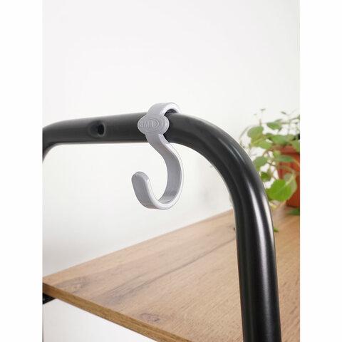 Стеллаж на металлокаркасе "Скандинавия-24", 650х385х1470 мм, 4 полки ЛДСП, черный/дуб, CТCП24 Ч