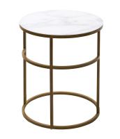 Журнальный столик Френсис Белый мрамор, стекло/ золотой каркас M-city