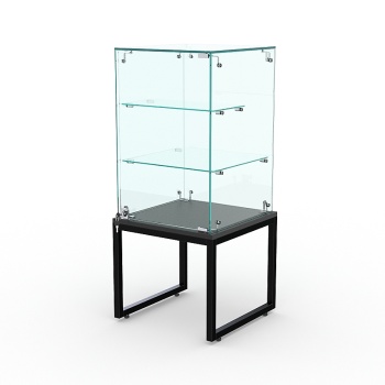 Торговый стеклянный прилавок "ЛОФТ СТИЛЬ" №111 (с дверкой), Черный