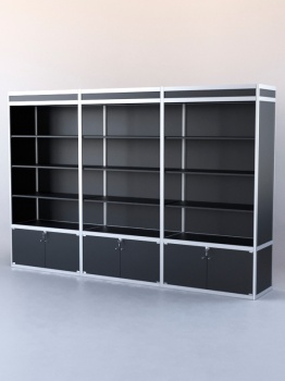 Витрина-стеллаж из ал.профиля №1-1 (3-ех метровая), Черный