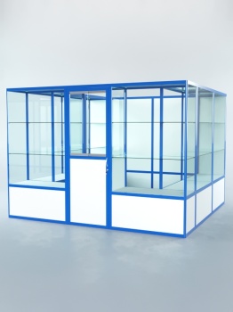 Павильон торговый из профиля пристенный №9б, Белый + Делфт голубой U525 ST9