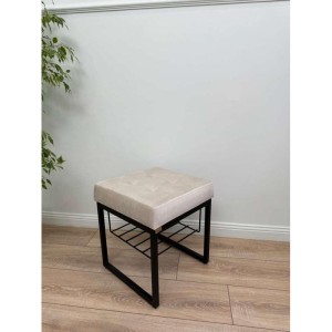 Банкетка Марсей 40-44 с полкой (светло-бежевый/черный)