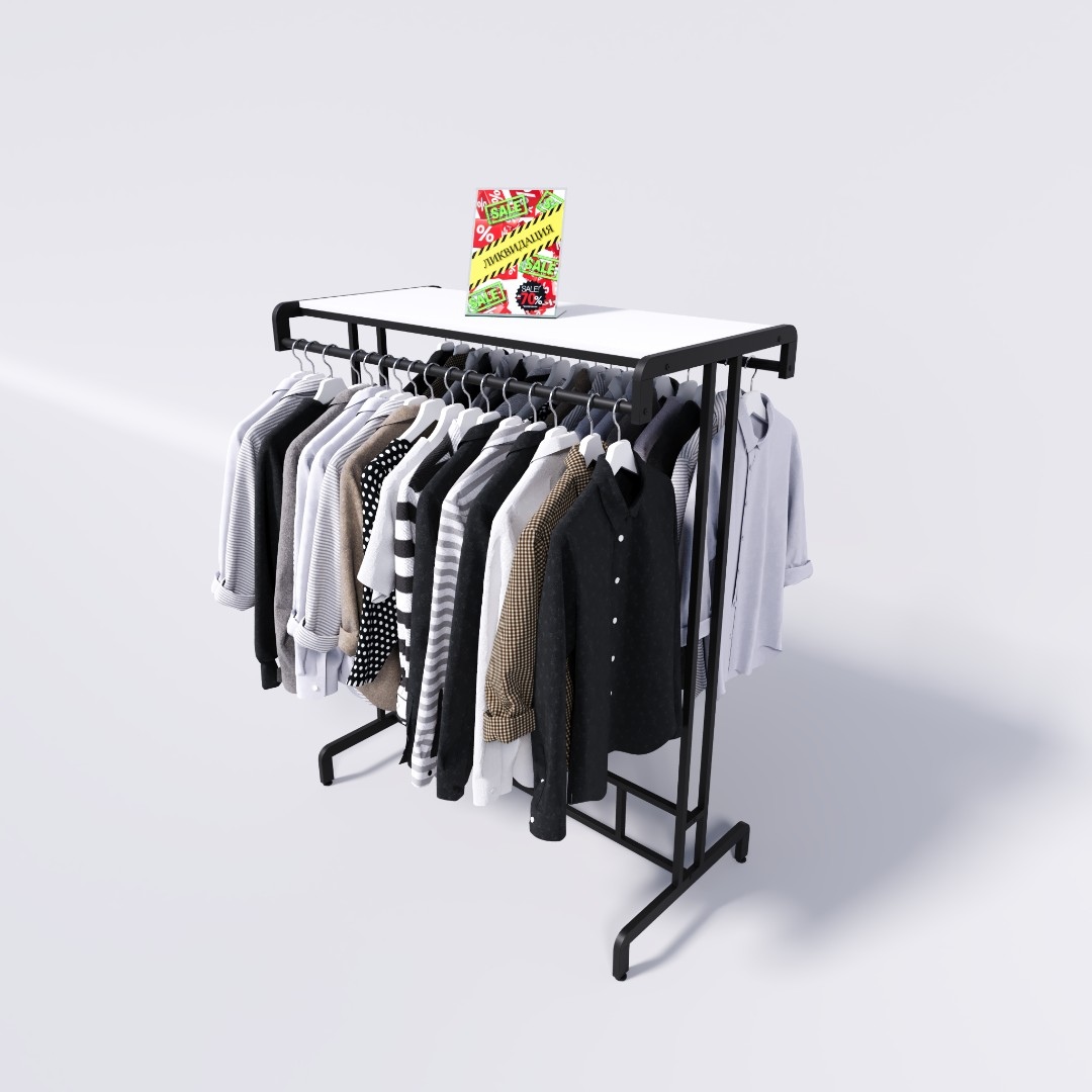 Вешало для одежды FORTE-PRO двухстороннее1400х600, черного цвета