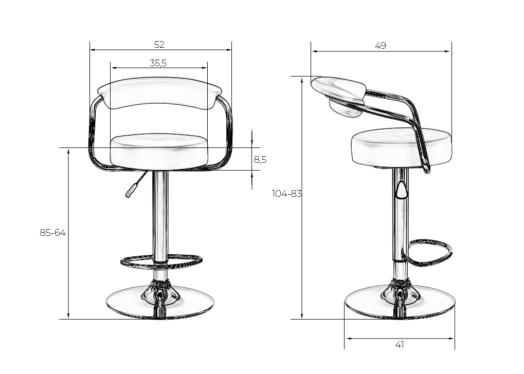 Набор 2 шт Стул барный DOBRIN MARTA, серый