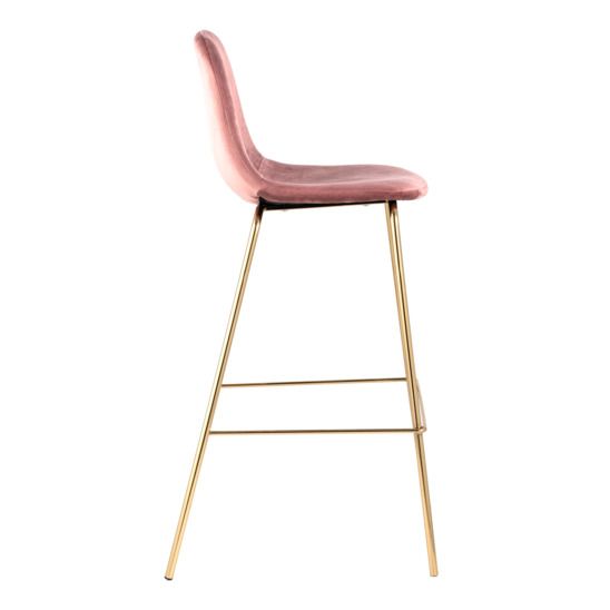 Стул барный Валенсия, велюр пыльно-розовый, золотые ножки
