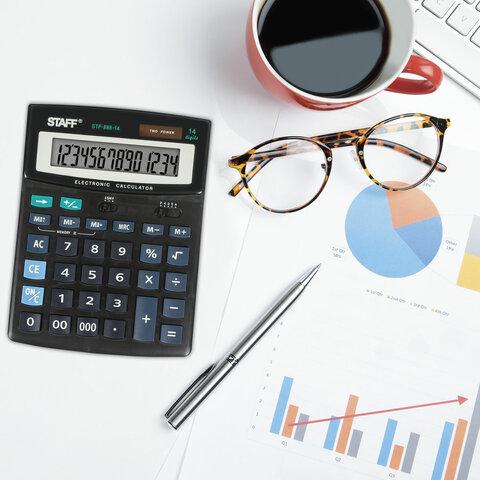 Калькулятор настольный STAFF STF-888-14 (200х150 мм), 14 разрядов, двойное питание, 250182