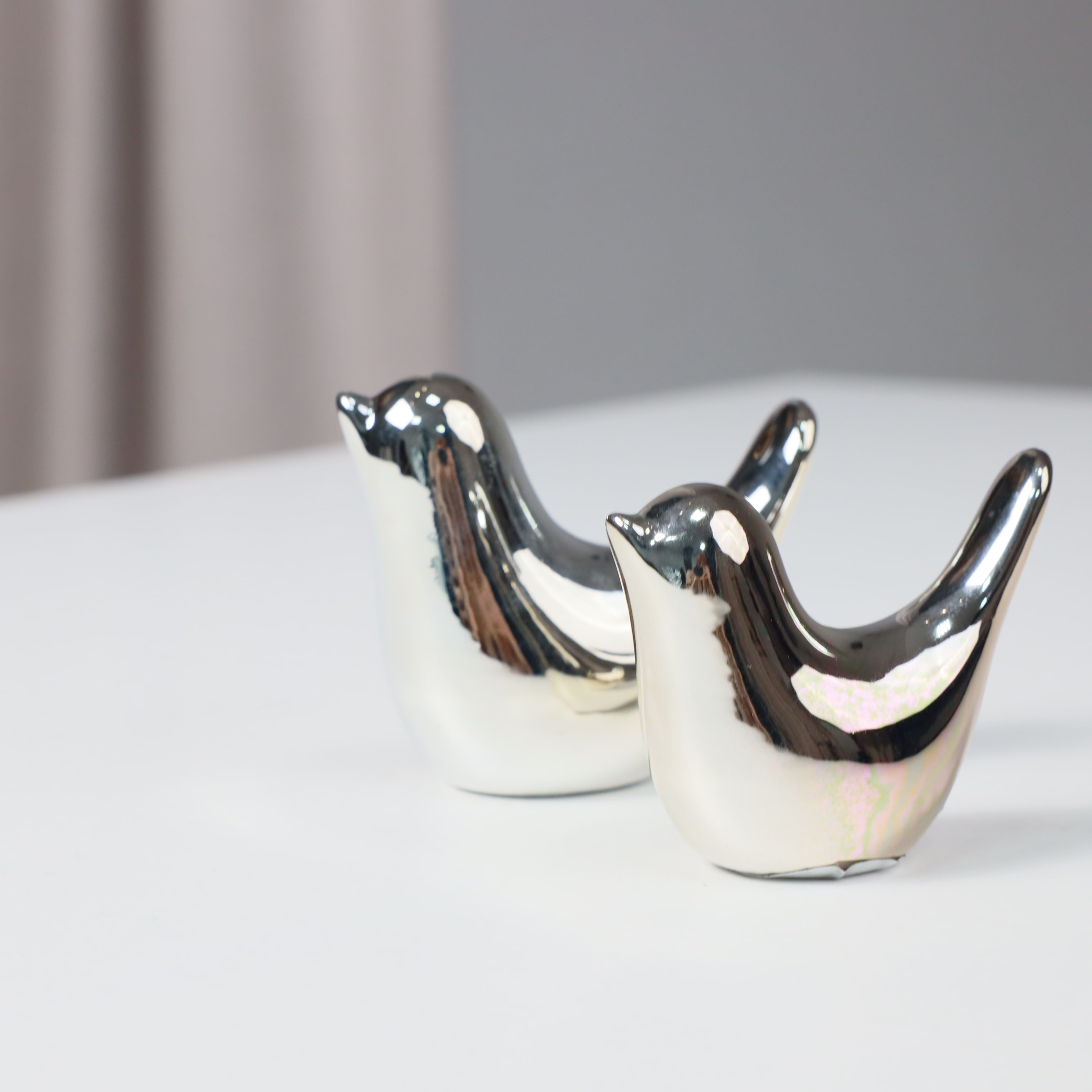 Статуэтки декоративные BIRDS, 2 шт, серебро