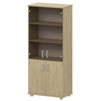 Стеллаж высокий закрытый со стеклянными фасадами Аргентум "НТ-580;НТ-600.2;НТ-601.2стл" Баттл Рок