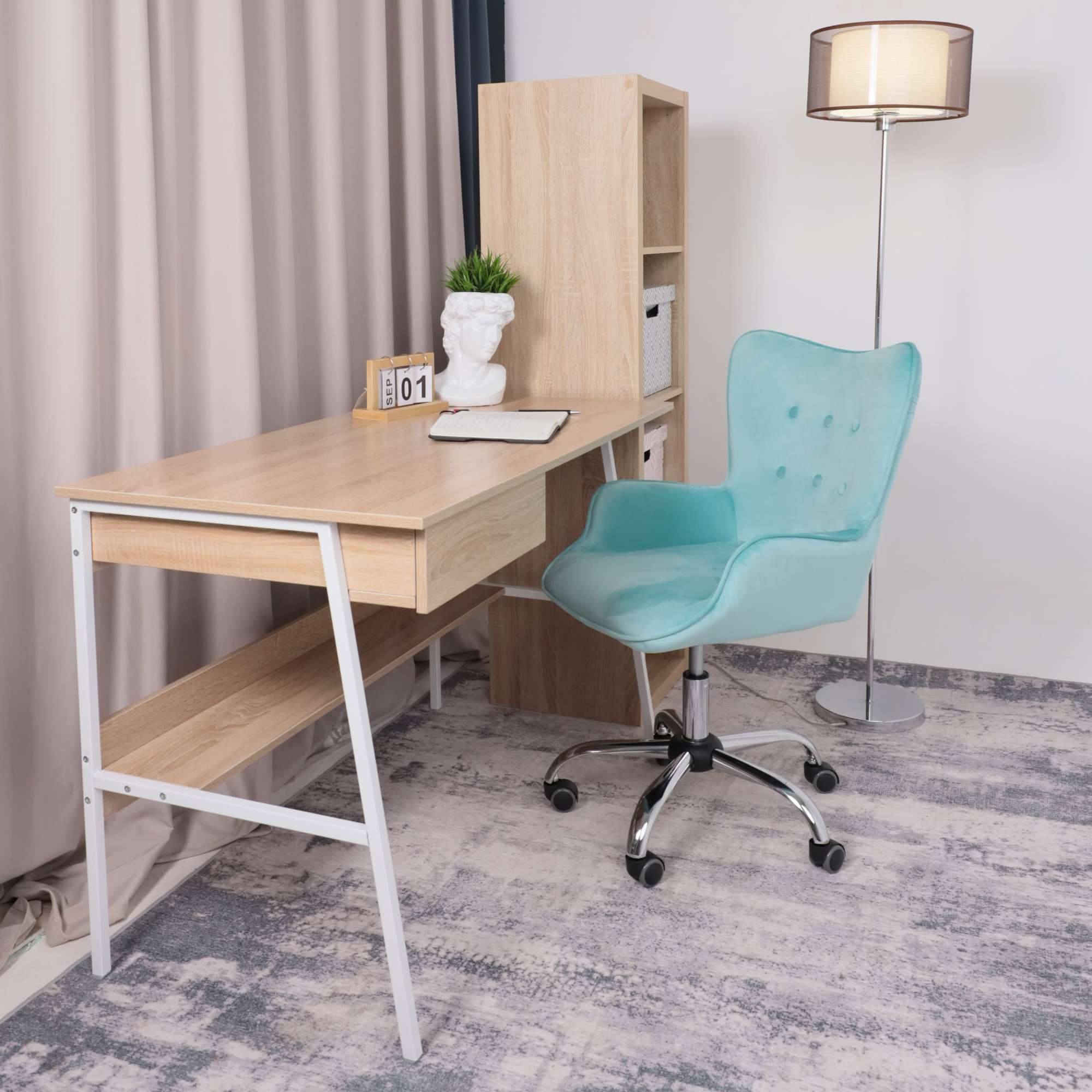 Кресло поворотное Bella, мятный, велюр