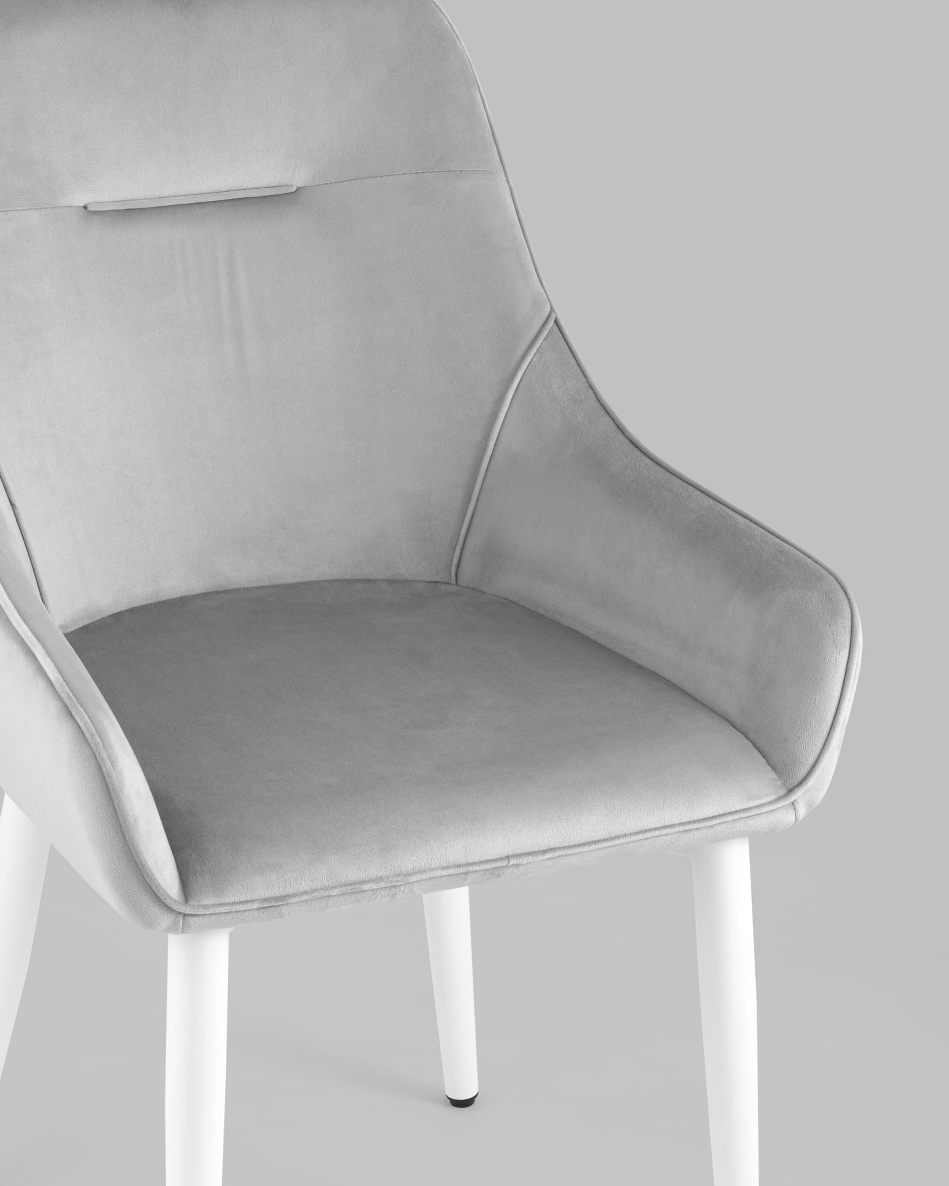 Стул Диана велюр серый ножки белые