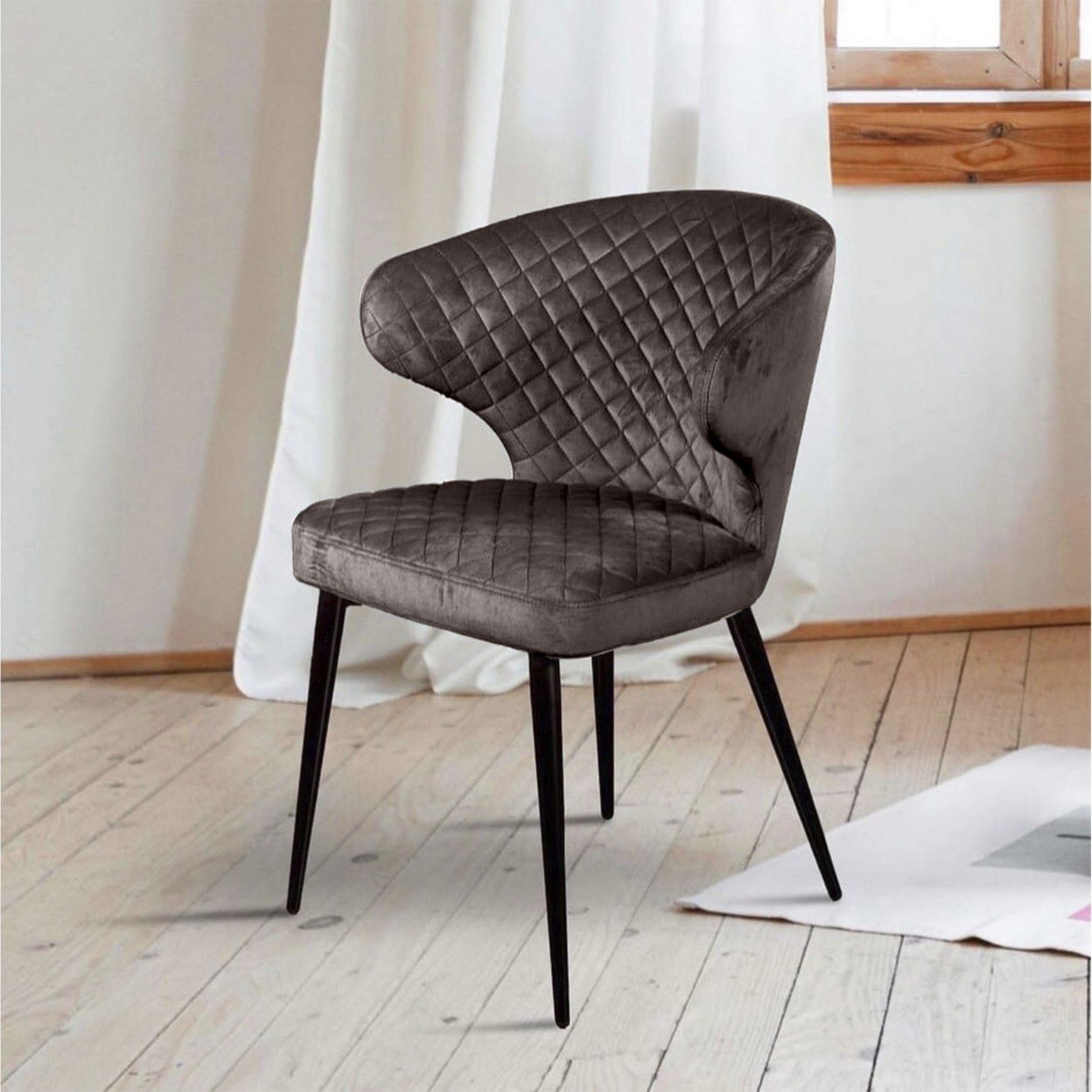 Стул Ричард ромб, бархат антрацит 14