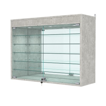 Витрина настенная №3-8АГ с зеркалом и с подсветкой, Метрополитан Грей