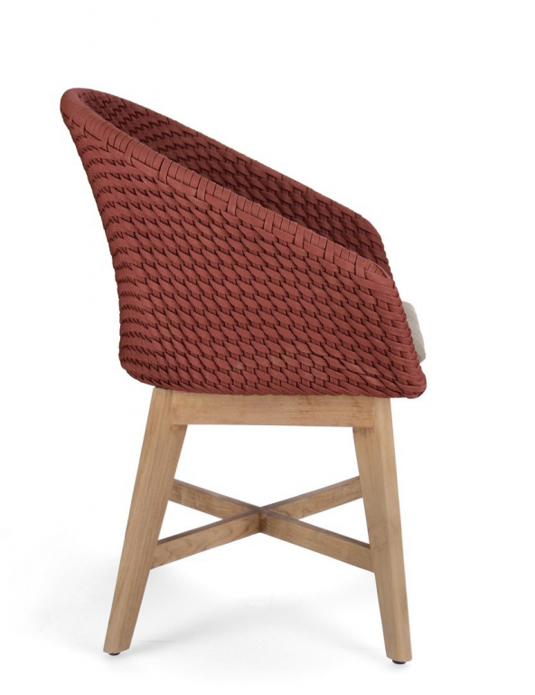 Кресло плетеное с подушкой Coachella натуральный, алый