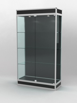 Витрина "ПРОФИЛЬ ПОДИУМ" №1-400-1 (задняя стенка - ДВП), Черный