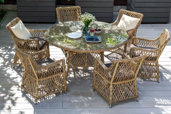 "Эспрессо–150 L" обеденная группа плетеная, цвет соломенныйцвет соломенный