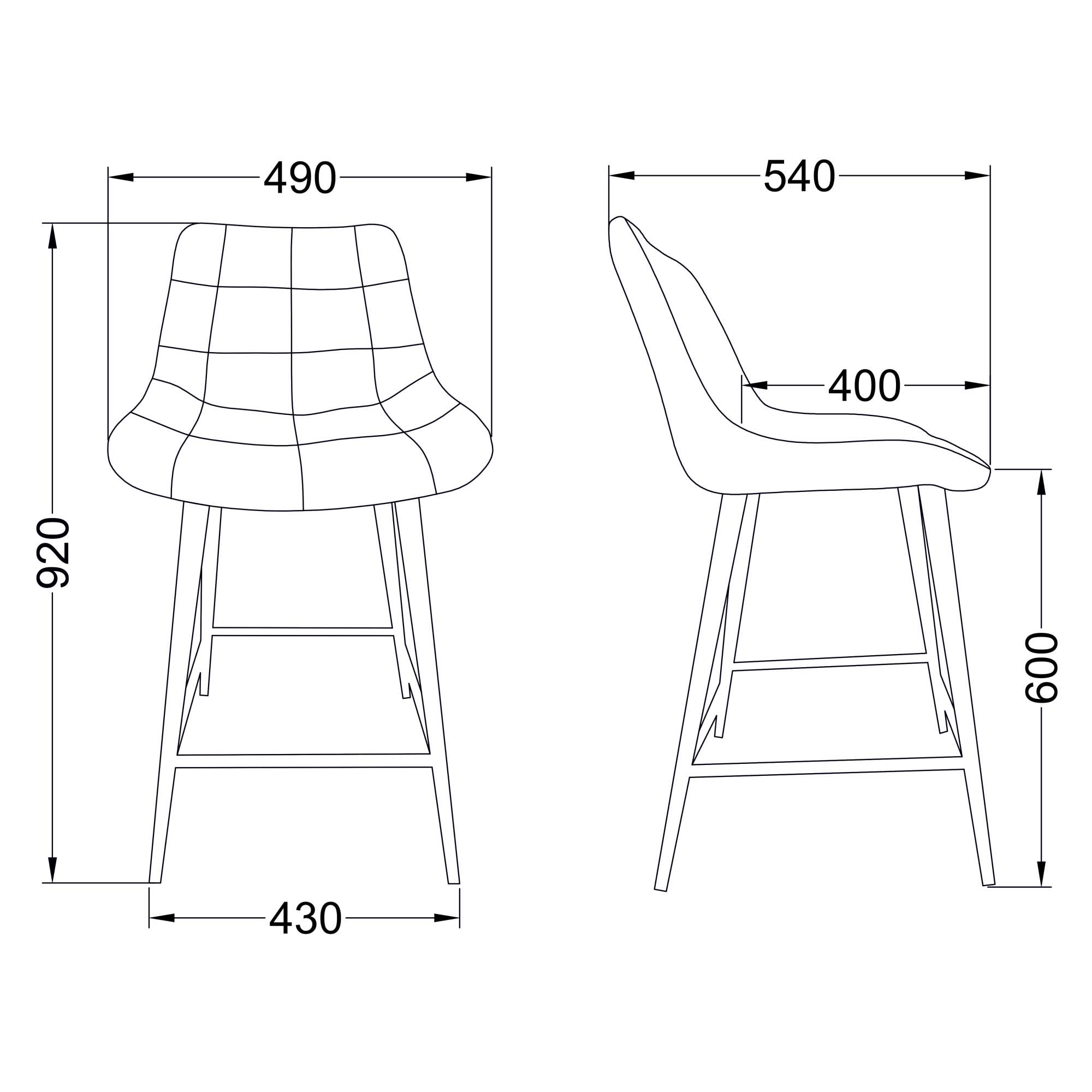 Стул полубарный Linx, темно-серый, велюр