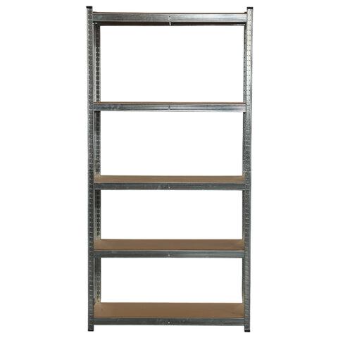 Стеллаж металлический BOOMHOUSE (БУМХАУС) безболтовой, 2000x1000x400 мм, 5 полок МДФ, нагрузка на стеллаж до 875 кг, серебристый, 291414