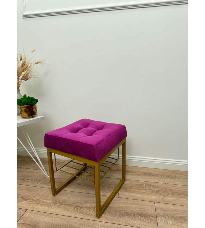 Банкетка Марсей 40-44 с полкой (фуксия/золото)
