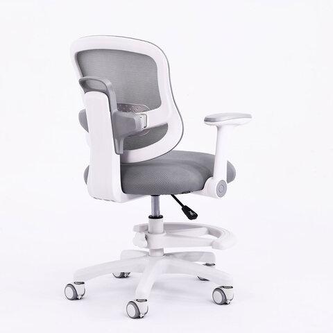 Кресло детское с подставкой для ног BRABIX KIDS "MG-215", сетка/ткань TW, серое, 533313