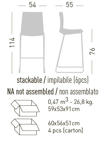 Стул пластиковый барный Kanvas ST 76 хром, жемчужный серый
