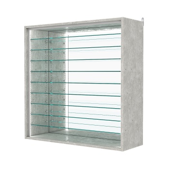 Витрина настенная с регулировочными полками №4-6ГГ-РЕГ-П с зеркалом, Метрополитан Грей