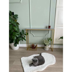 Журнальный столик искусственный камень гранит серый/каркас золото