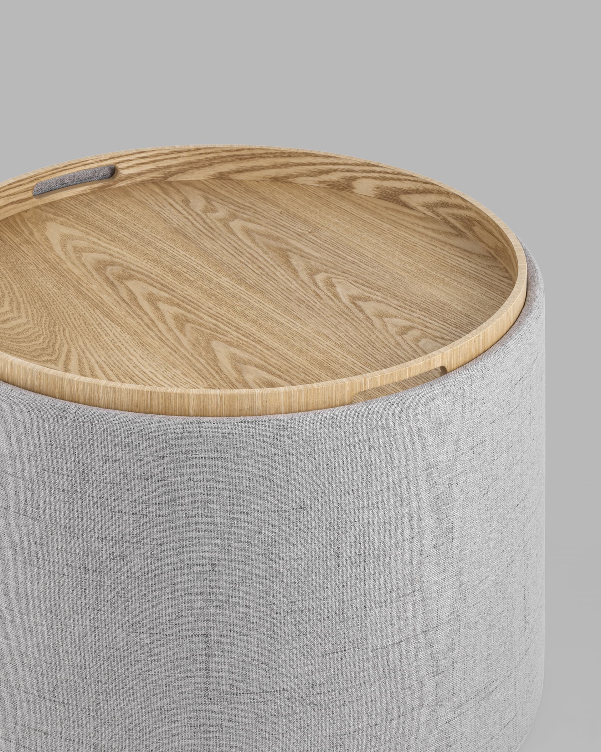 Пуф-столик с ящиком Хюгге L рогожка серый