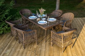 "Амароне" обеденная группа из искусственного ротанга на 6 персон