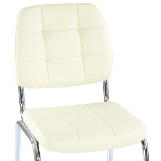 Стул для посетителей хром, бежевая кожа