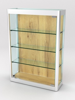 Витрина из профиля настенная "ВАЙБ ИКС" №2-3П-ДСП-170 (задняя стенка ДСП), Дуб Золотистый