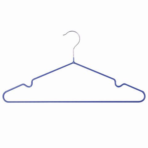 Вешалки-плечики, размер 48-50, КОМПЛЕКТ 10 шт., металл/ПВХ, перекладина, цвет синий, BRABIX "Стандарт", 601166