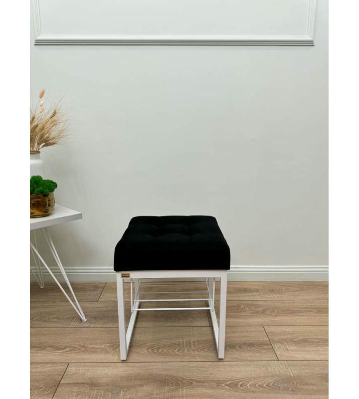 Банкетка Марсей 40-44 с полкой (черный/белый)