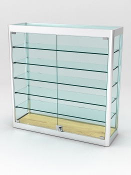 Витрина из профиля настенная "ВАЙБ ИКС" №1-5П-С-220 (задняя стенка Cтекло), Дуб Золотистый