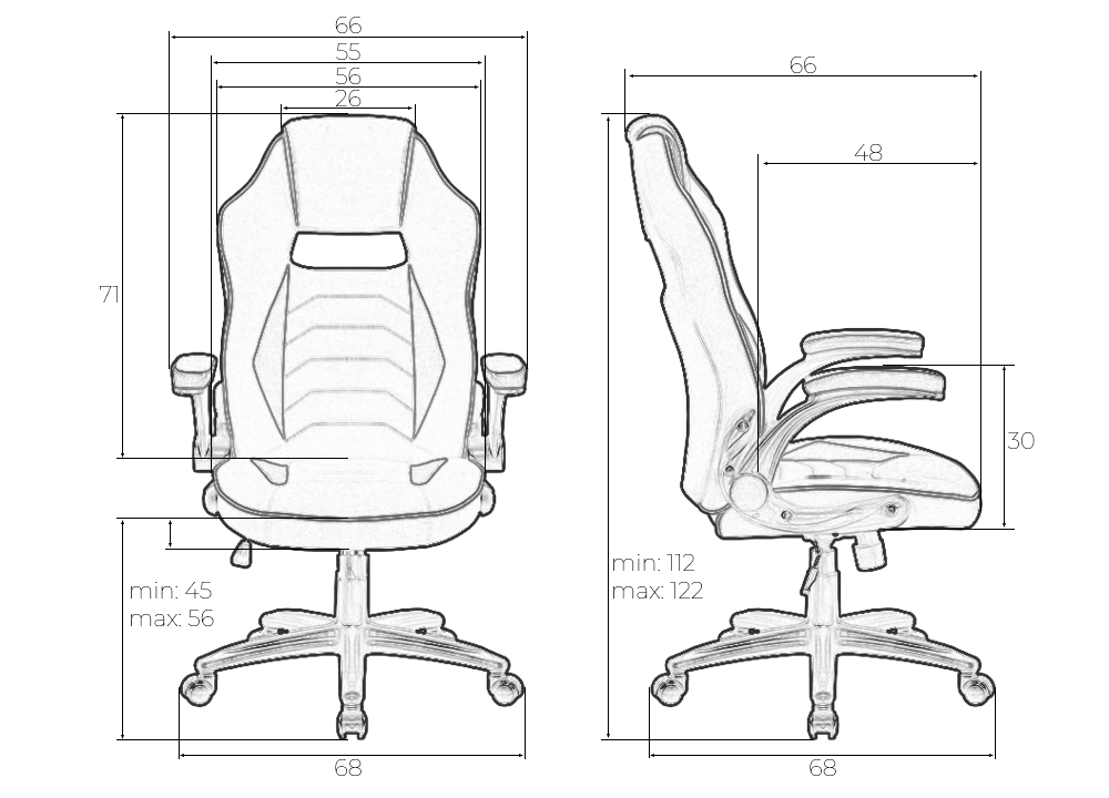Кресло игровое DOBRIN RICK, черно-красная ткань
