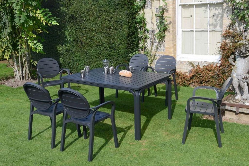 Стол пластиковый раздвижной Alloro 140 Extensible антрацит