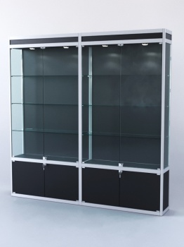 Витрина "ПРЯМОУГОЛЬНАЯ" №1-2м-300-1 (задняя стенка - ДВП), Черный