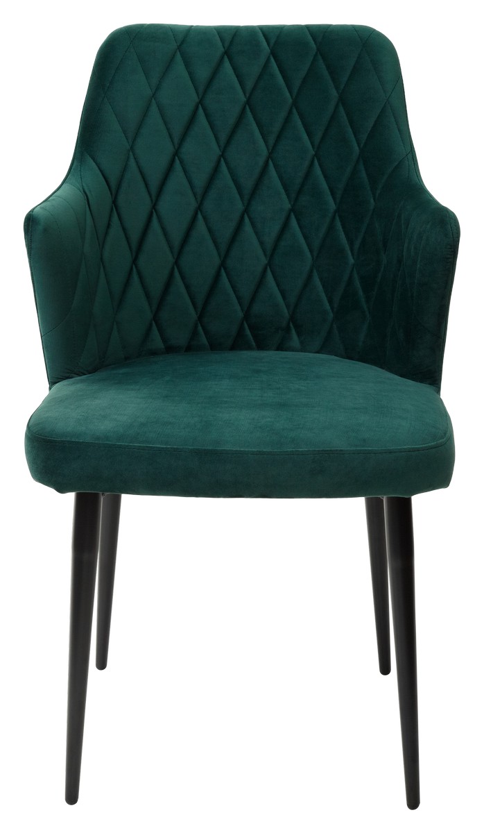 Стул ГЕРМАН (HERMAN) ЗЕЛЕНЫЙ #19, велюр / черный каркас