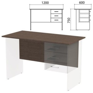 Столешница, царга стола письменного с тумбой "Канц" 1200х600х750 мм, цвет венге, СК50.16.1