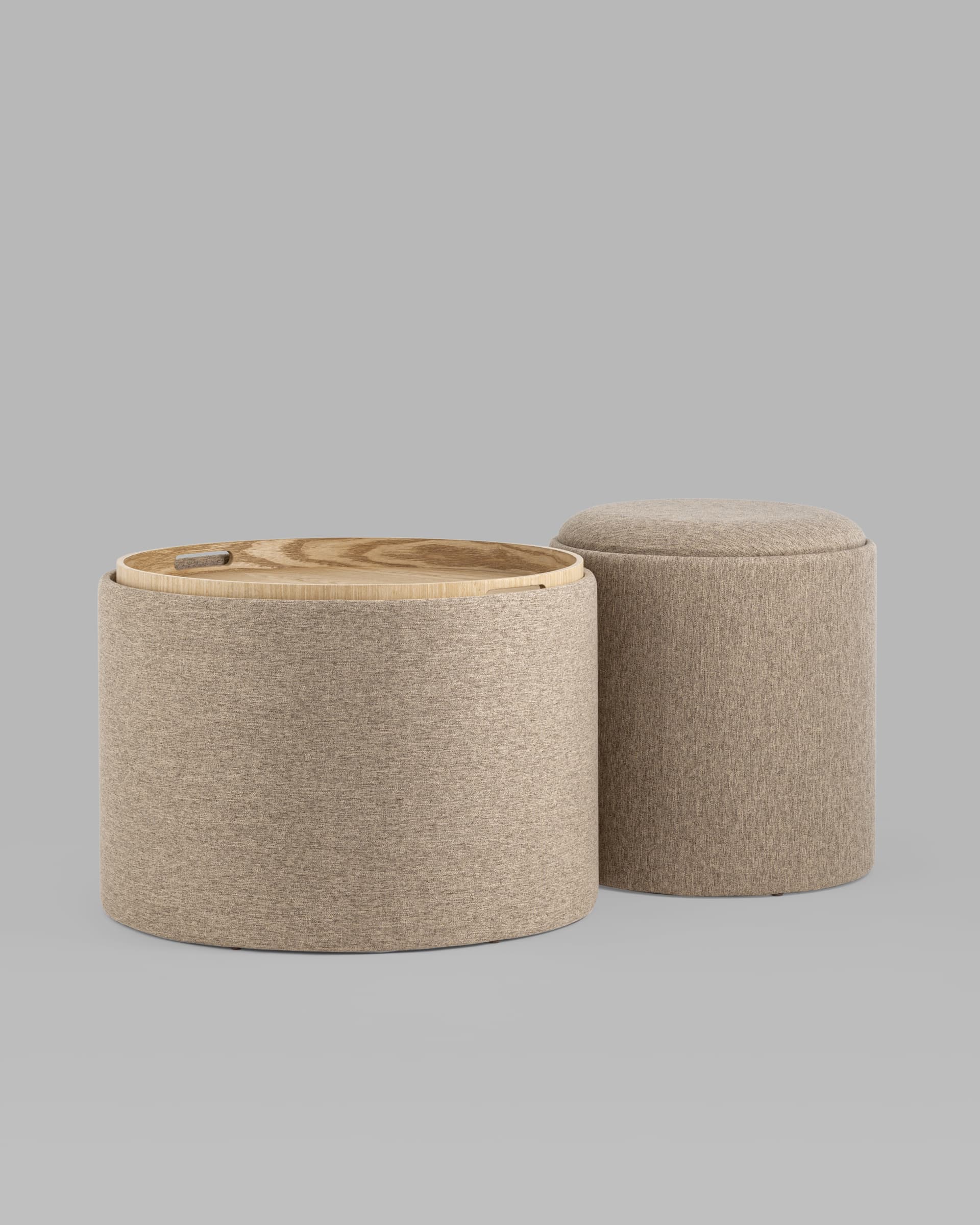 Пуф-столик с ящиком Хюгге L рогожка бежевый