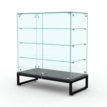 Торговый стеклянный прилавок "ЛОФТ СТИЛЬ" №128 (с дверками), Черный