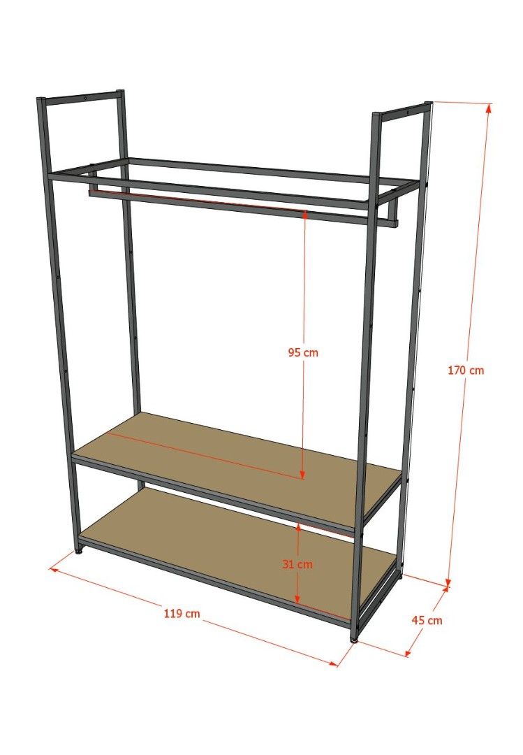 Стеллаж для одежды в стиле Лофт A17120-09-ЧДС (170х120х45)