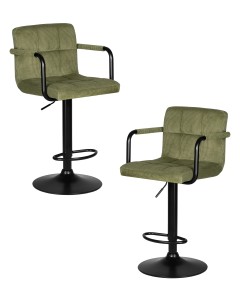 Набор 2 шт Стул барный DOBRIN KRUGER ARM BLACK, зеленый вельвет (LAR-E2041-7)