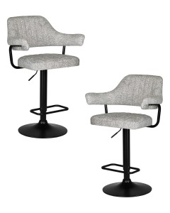 Набор 2 шт Стул барный DOBRIN CHARLY BLACK, светло-серый твид (LEO04)