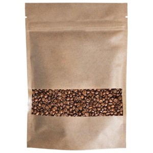 Пакеты дой-пак с замком ZIP LOCK, крафт с окном 60 мм, 200х300 + 50 мм, КОМПЛЕКТ 100 штук, 150 мкм, BRAUBERG, 700694