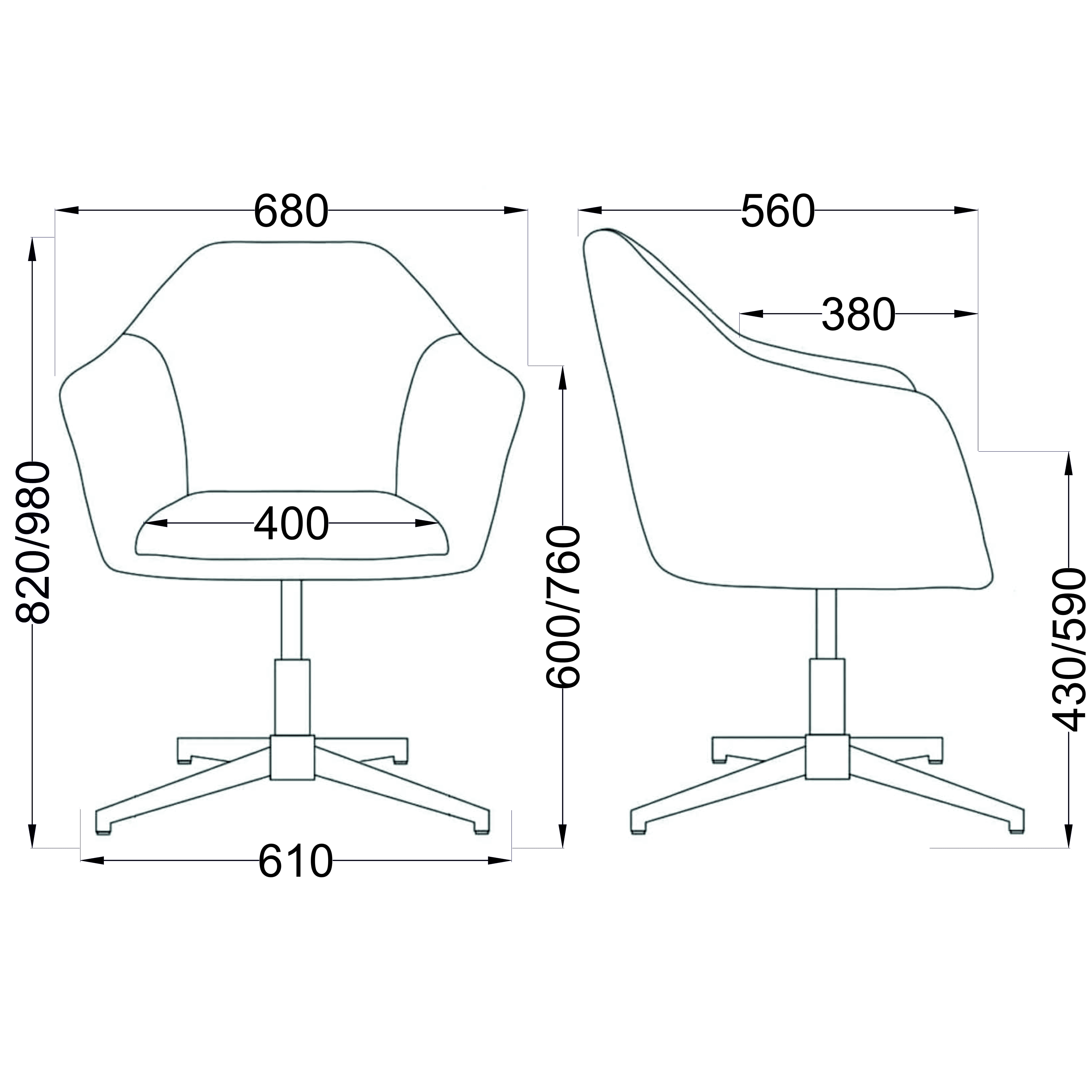 Кресло поворотное Dubai, темно-серый, велюр