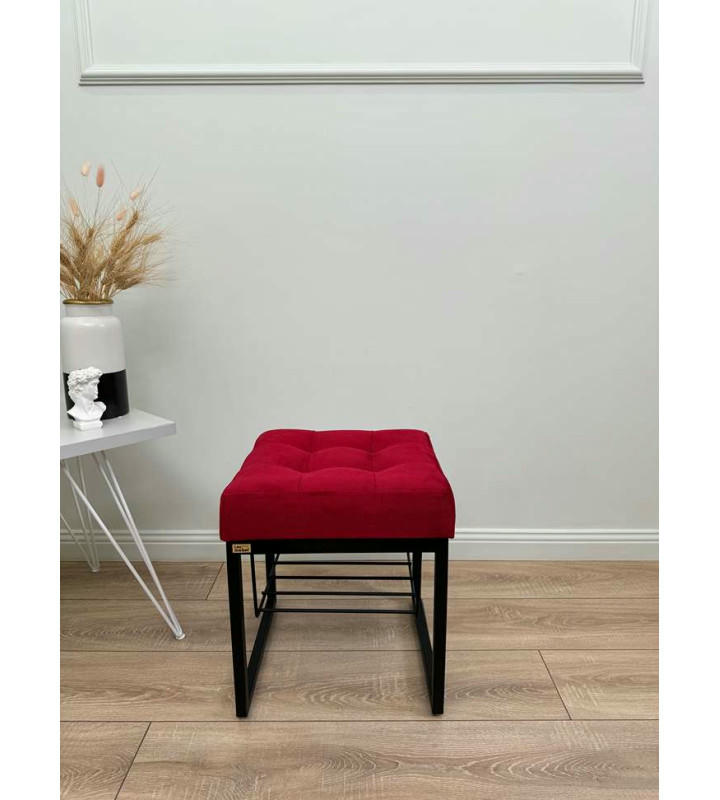 Банкетка Марсей 40-44 с полкой (красный/черный)
