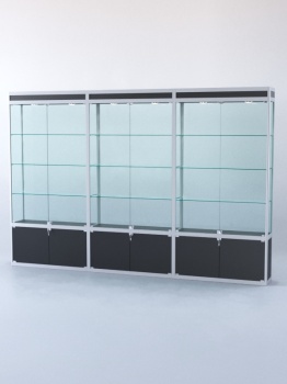 Витрина "ПРЯМОУГОЛЬНАЯ" №1-3м-300-2 (задняя стенка - стекло), Черный