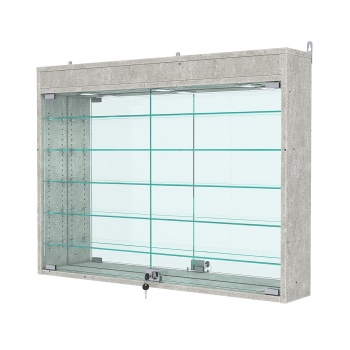 Витрина настенная с регулировочными полками №3-8А-РЕГ с зеркалом и с подсветкой, Метрополитан Грей