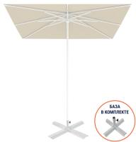 Зонт пляжный со стационарной базой Kiwi Clips&Base белый, бежевый