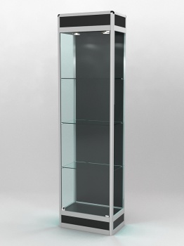 Витрина "ПРОФИЛЬ ПОДИУМ" №3-300-1 (задняя стенка - ДВП), Черный